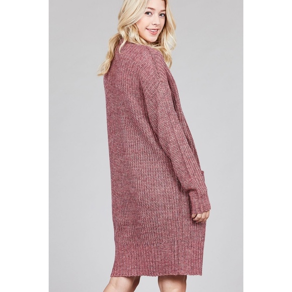 Berry Pink Knit Long Pocket Cardigan - Picture 3 of 3